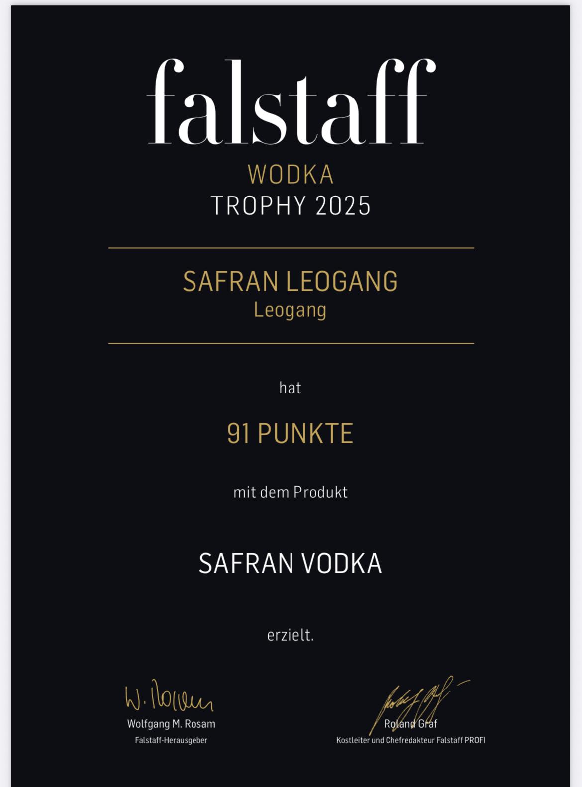 Safran Vodka 700ml mit 23 Karat Mozartgold
